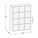 Büroschrank FRAME, 12x Türen, 1299 x 450 x 1735 mm, PUSH-lock, Birke