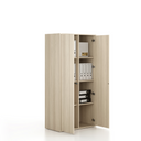 Büroschrank FRAME, niedrig, 2 Türen, 872 x 450 x 1735 mm, PUSH-lock, Eiche natur