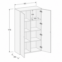 Büroschrank FRAME, niedrig, 2 Türen, 872 x 450 x 1735 mm, PUSH-lock, weiß Büroschrank FRAME, niedrig, 2 Türen, 872 x 450 x 1735 mm, PUSH-lock, weiß