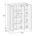 Büroschrank FRAME, niedrig, 3 Türen, 1299 x 450 x 1735 mm, PUSH-lock, Eiche natur