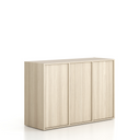 Büroschrank FRAME, niedrig, 3 Türen, 1299 x 450 x 881 mm, PUSH-lock, Eiche natur