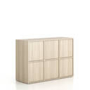 Büroschrank FRAME, niedrig, 6x Türen, 1299 x 450 x 881 mm, PUSH-lock, Eiche natur