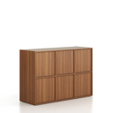 Büroschrank FRAME, niedrig, 6x Türen, 1299 x 450 x 881 mm, PUSH-lock, Nussbaum