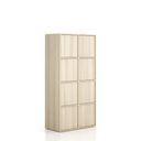 Büroschrank FRAME, niedrig, 8x Türen, 872 x 450 x 1735 mm, PUSH-lock, Eiche natur