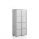 Büroschrank FRAME, niedrig, 8x Türen, 872 x 450 x 1735 mm, PUSH-lock, grau