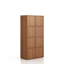 Büroschrank FRAME, niedrig, 8x Türen, 872 x 450 x 1735 mm, PUSH-lock, Nussbaum