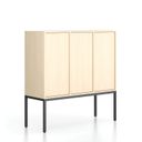 Büroschrank FRAME, niedrig, schwarz Gestell, 3x Türen, 1299 x 450 x 1331 mm, PUSH-lock, Birke