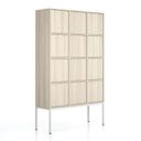 Büroschrank FRAME, weißes Gestell, 12x Türen, 1299 x 450 x 2185 mm, PUSH-lock, Eiche natur
