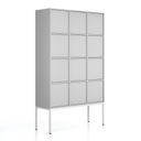 Büroschrank FRAME, weißes Gestell, 12x Türen, 1299 x 450 x 2185 mm, PUSH-lock, grau