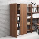 Büroschrank hoch SOLID, 800 x 400 x 1830 mm, Nussbaum