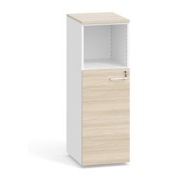 Büroschrank kombiniert mit Tür PRIMO 2023, 1087 x 400 x 420 mm, weiß/Eiche natur