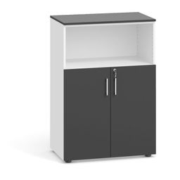 Büroschrank kombiniert PRIMO 2023, 1087 x 800 x 420 mm, weiß/Graphit