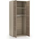 Büroschrank LAYERS, Garderobenstange, 800 x 600 x 1905 mm, Eiche natur / Eiche gebeizt