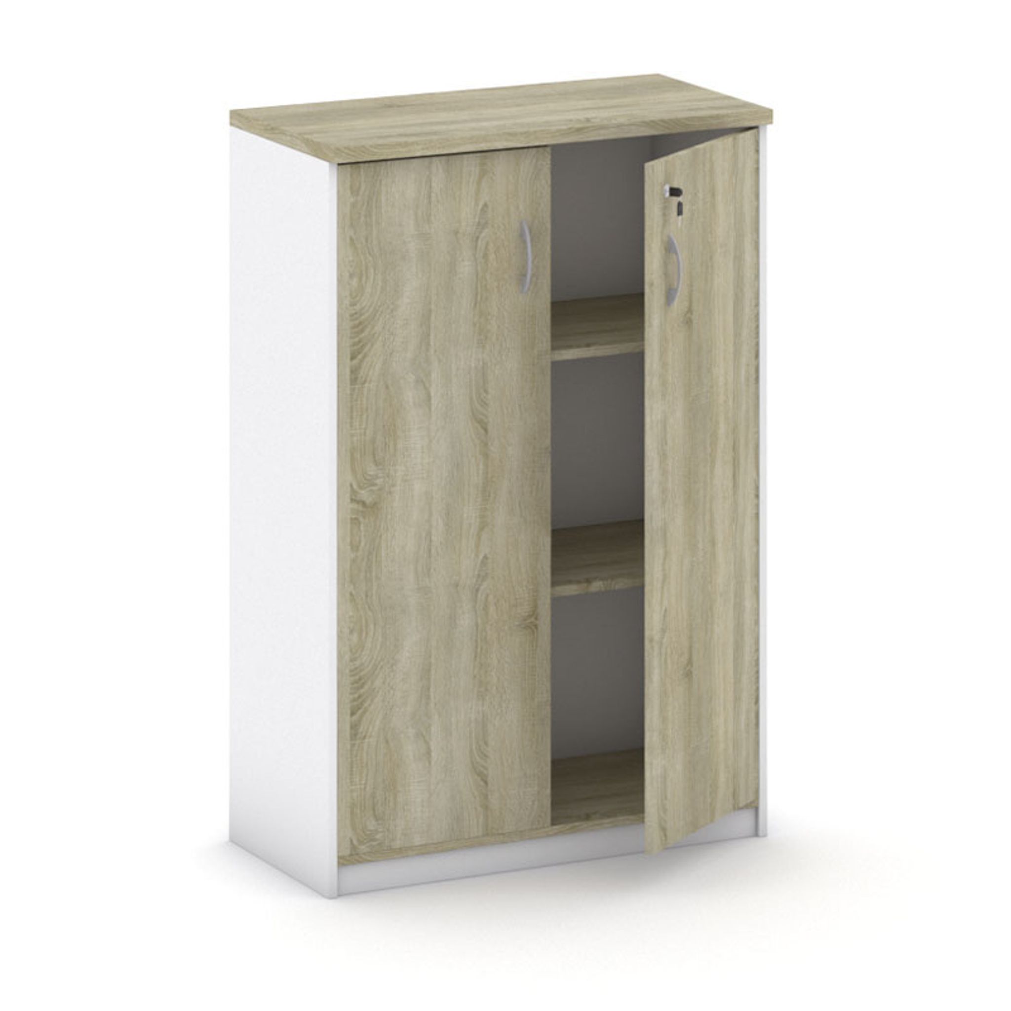 Büroschrank MIRELLI, 800 x 400 x 1200 mm, weiß/Eiche sonoma
