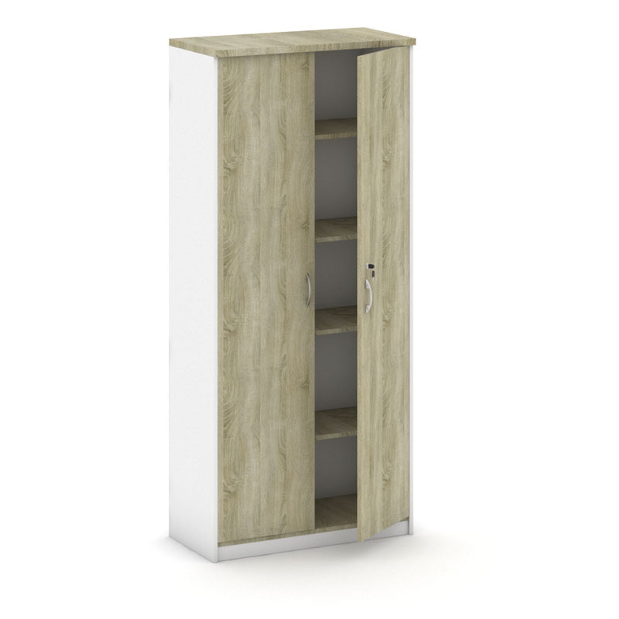 Büroschrank MIRELLI, 800 x 400 x 1800 mm, weiß/Eiche sonoma