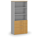 Büroschrank mit kombinierten Schubladen PRIMO GRAY, 1781 x 800 x 420 mm grau/Buche