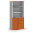 Büroschrank mit kombinierten Schubladen PRIMO GRAY, 1781 x 800 x 420 mm, grau/Kirschbaum