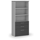 Büroschrank mit kombinierten Schubladen PRIMO GRAY, 800 x 420 x 1781 mm, grau/Graphit