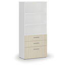 Büroschrank mit kombinierten Schubladen PRIMO WHITE, 1781 x 800 x 420 mm, weiß/Birke