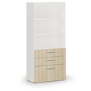 Büroschrank mit kombinierten Schubladen PRIMO WHITE, 1781 x 800 x 420 mm, weiß/Eiche natur