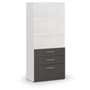 Büroschrank mit kombinierten Schubladen PRIMO WHITE, 1781 x 800 x 420 mm, weiß/Graphit