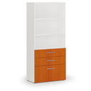 Büroschrank mit kombinierten Schubladen PRIMO WHITE, 1781 x 800 x 420 mm, weiß/Kirschbaum