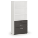 Büroschrank mit kombinierten Schubladen PRIMO WHITE, 800 x 420 x 1781 mm, weiß/Graphit