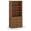 Büroschrank mit kombinierten Schubladen PRIMO WOOD, 1781 x 800 x 420 mm, Nussbaum