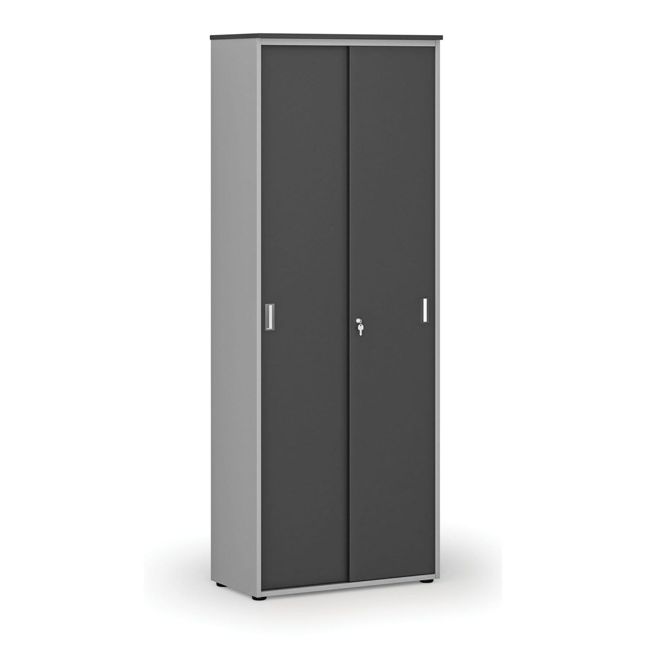 Büroschrank mit Schiebetür, 2128 x 800 x 420 mm, grau/Graphit