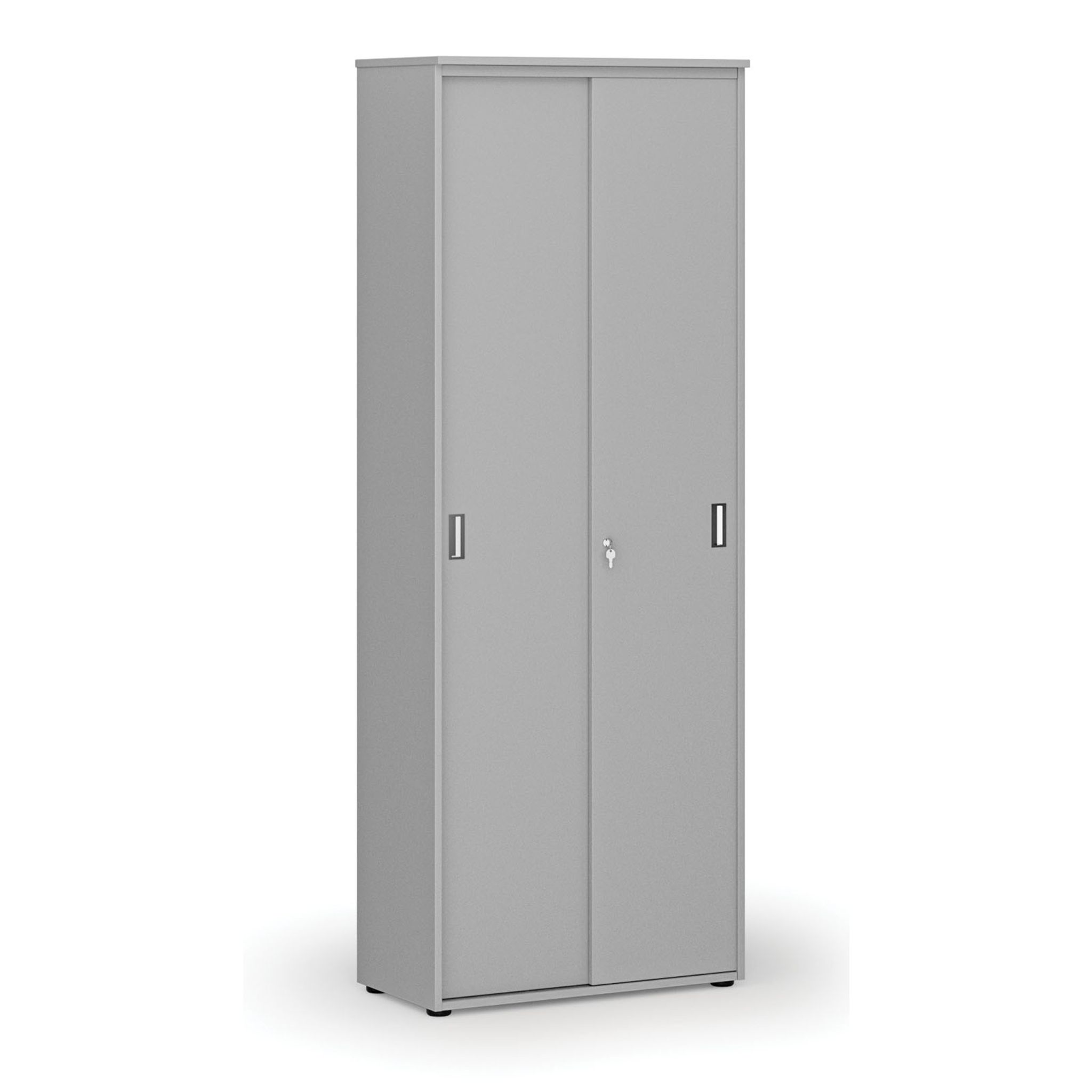 Büroschrank mit Schiebetür, 2128 x 800 x 420 mm, grau