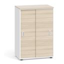 Büroschrank mit Schiebetür PRIMO 2023, 1087 x 800 x 420 mm, weiß/Eiche natur