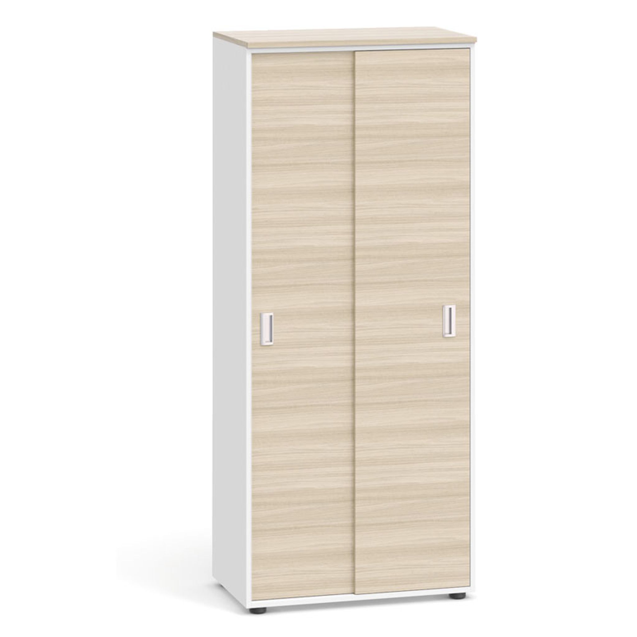 Büroschrank mit Schiebetür PRIMO 2023, 1781 x 800 x 420 mm, weiß / Eiche natur