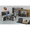 Büroschrank mit Schiebetür PRIMO GRAY, 2128 x 800 x 420 mm, grau/Wenge