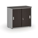 Büroschrank mit Schiebetür PRIMO GRAY, 740 x 800 x 420 mm, grau/Wenge