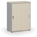 Büroschrank mit Schiebetür PRIMO GRAY, 800 x 420 x 1087 mm, grau/Birke