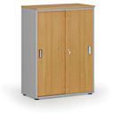 Büroschrank mit Schiebetür PRIMO GRAY, 800 x 420 x 1087 mm, grau/Buche