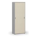 Büroschrank mit Schiebetür PRIMO GRAY, 800 x 420 x 2128 mm, grau/Birke