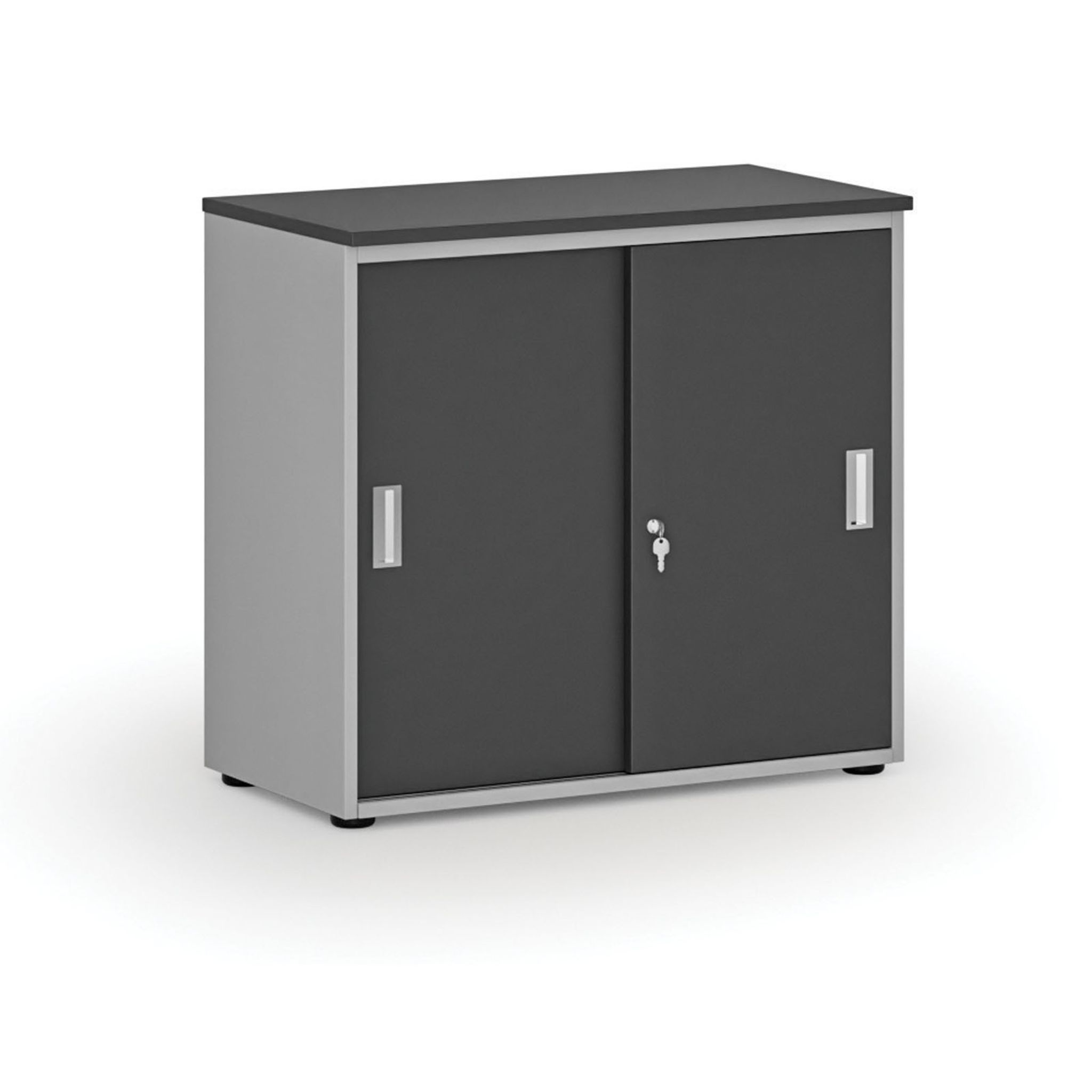 Büroschrank mit Schiebetür PRIMO GRAY, 800 x 420 x 740 mm, grau/Graphit