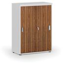 Büroschrank mit Schiebetür PRIMO WHITE, 1087 x 800 x 420 mm, Weiß/Nussbaum