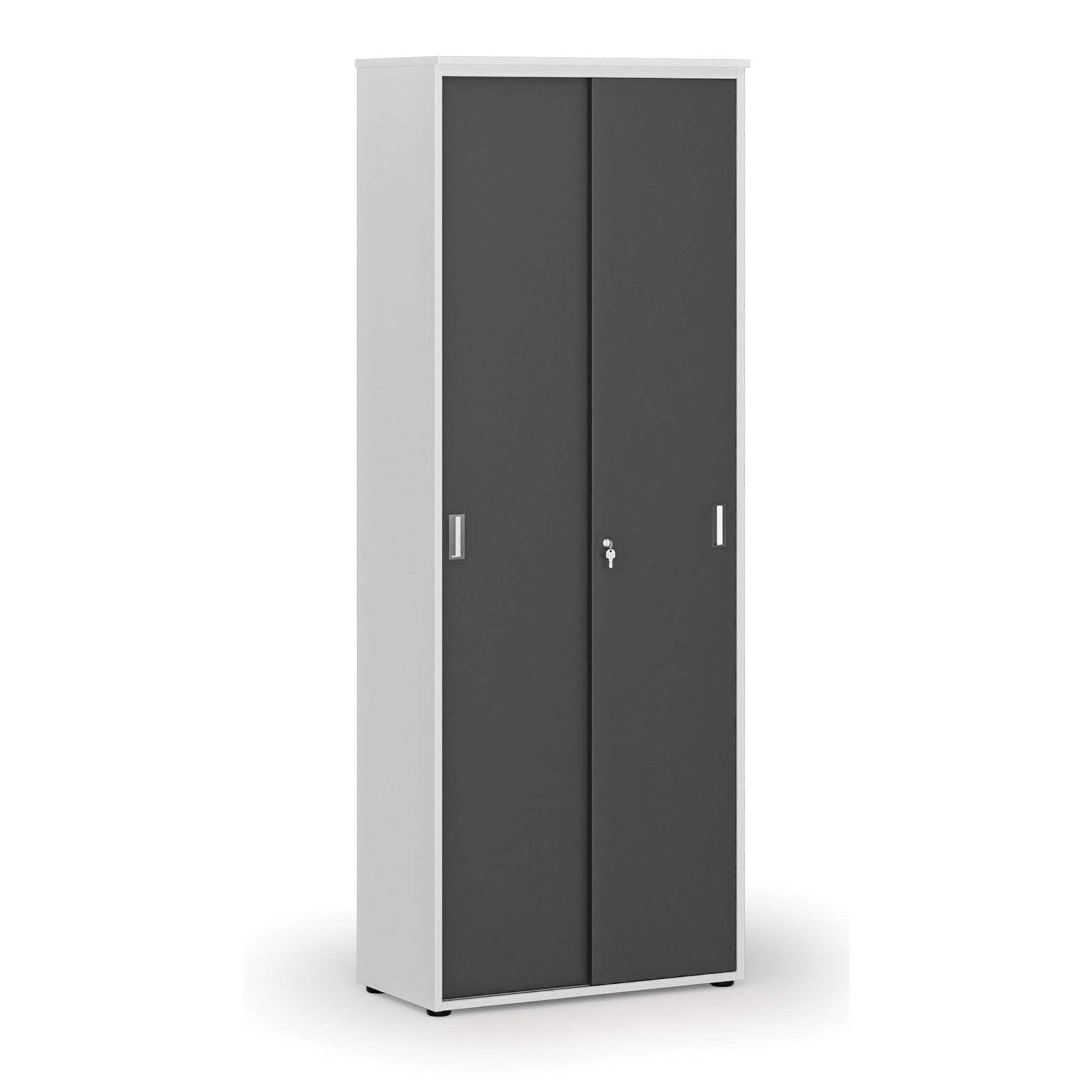 Büroschrank mit Schiebetür PRIMO WHITE, 2128 x 800 x 420 mm, weiß/Graphit