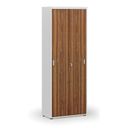 Büroschrank mit Schiebetür PRIMO WHITE, 2128 x 800 x 420 mm, Weiß/Nussbaum