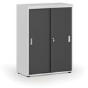 Büroschrank mit Schiebetür PRIMO WHITE, 800 x 420 x 1087 mm, weiß/Graphit