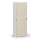 Büroschrank mit Schiebetür PRIMO WHITE, 800 x 420 x 2128 mm, Weiß/Birke