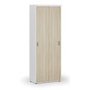 Büroschrank mit Schiebetür PRIMO WHITE, 800 x 420 x 2128 mm, Weiß/Eiche Natur
