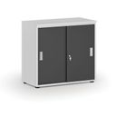 Büroschrank mit Schiebetür PRIMO WHITE, 800 x 420 x 740 mm, weiß/Graphit