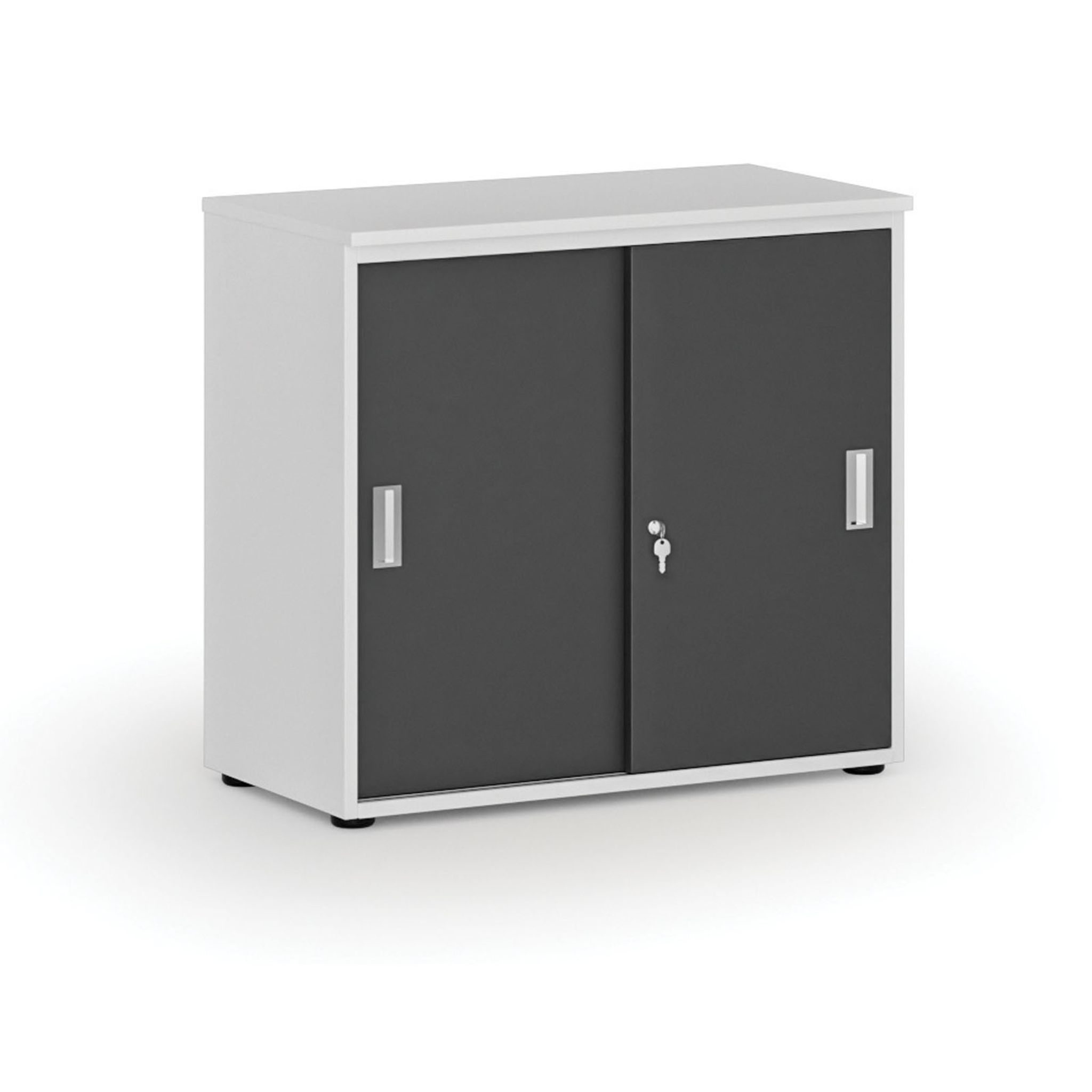 Büroschrank mit Schiebetür PRIMO WHITE, 800 x 420 x 740 mm, weiß/Graphit