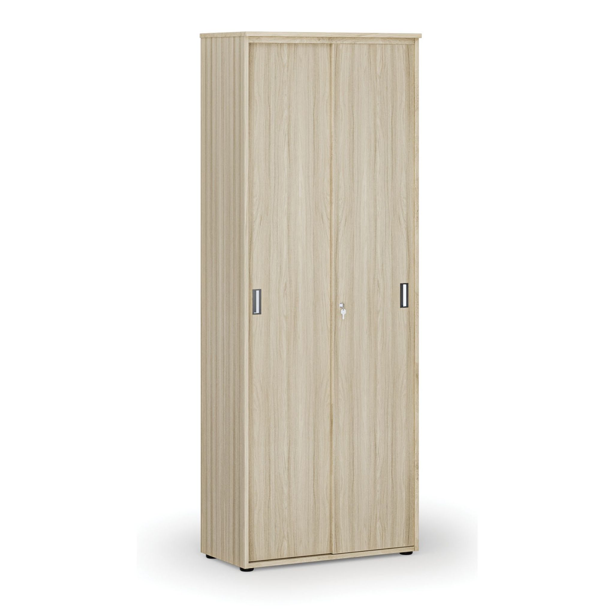 Büroschrank mit Schiebetür PRIMO WOOD, 2128 x 800 x 420 mm, Eiche natur