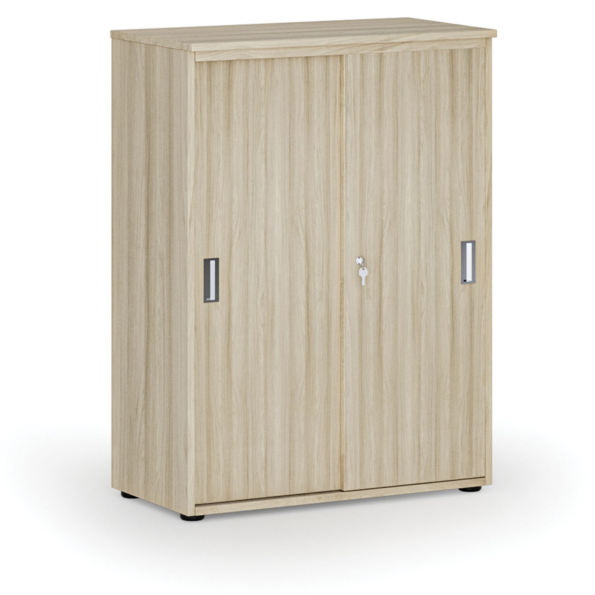 Büroschrank mit Schiebetür PRIMO WOOD, 800 x 420 x 1087 mm, Eiche natur