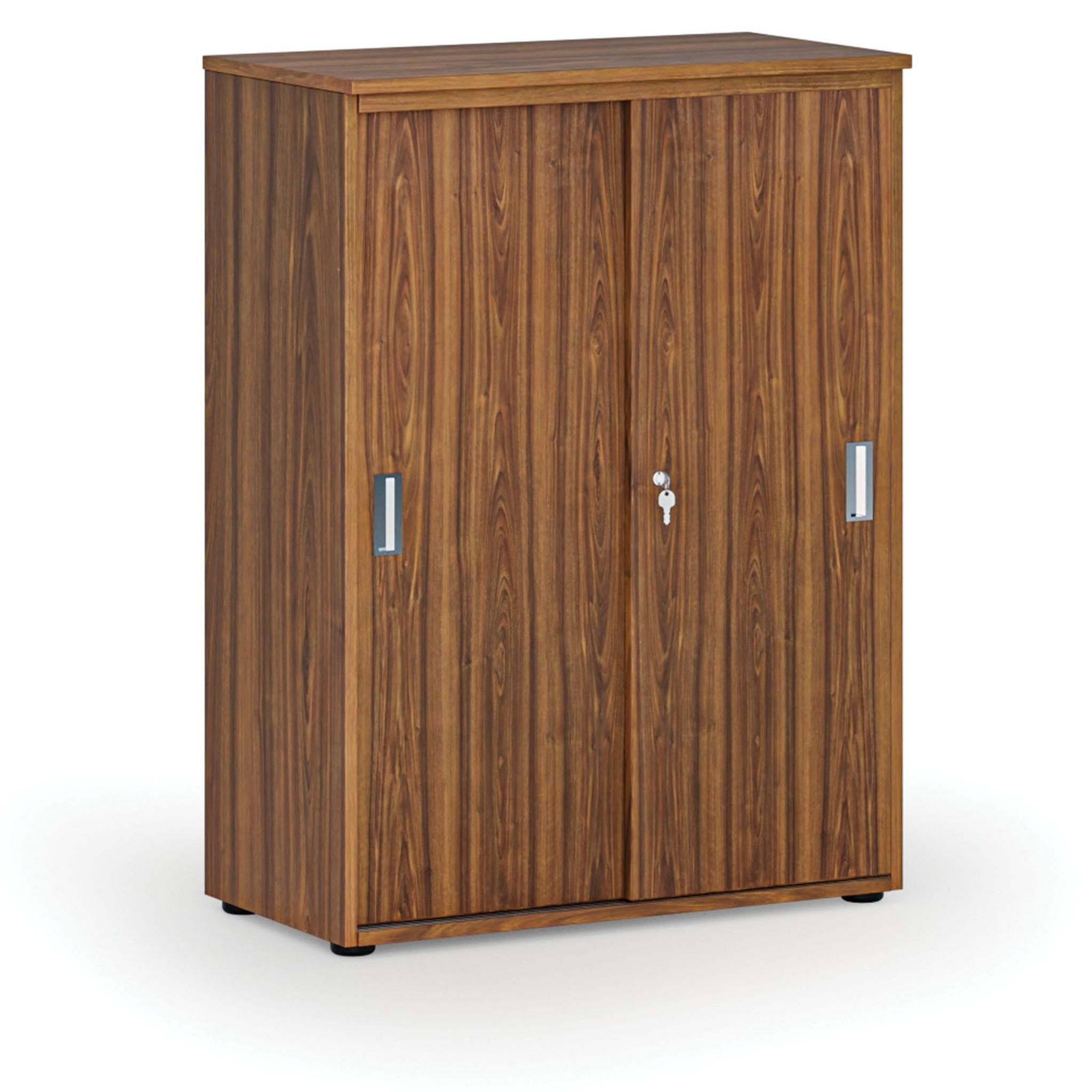 Büroschrank mit Schiebetür PRIMO WOOD, 800 x 420 x 1087 mm, Nussbaum