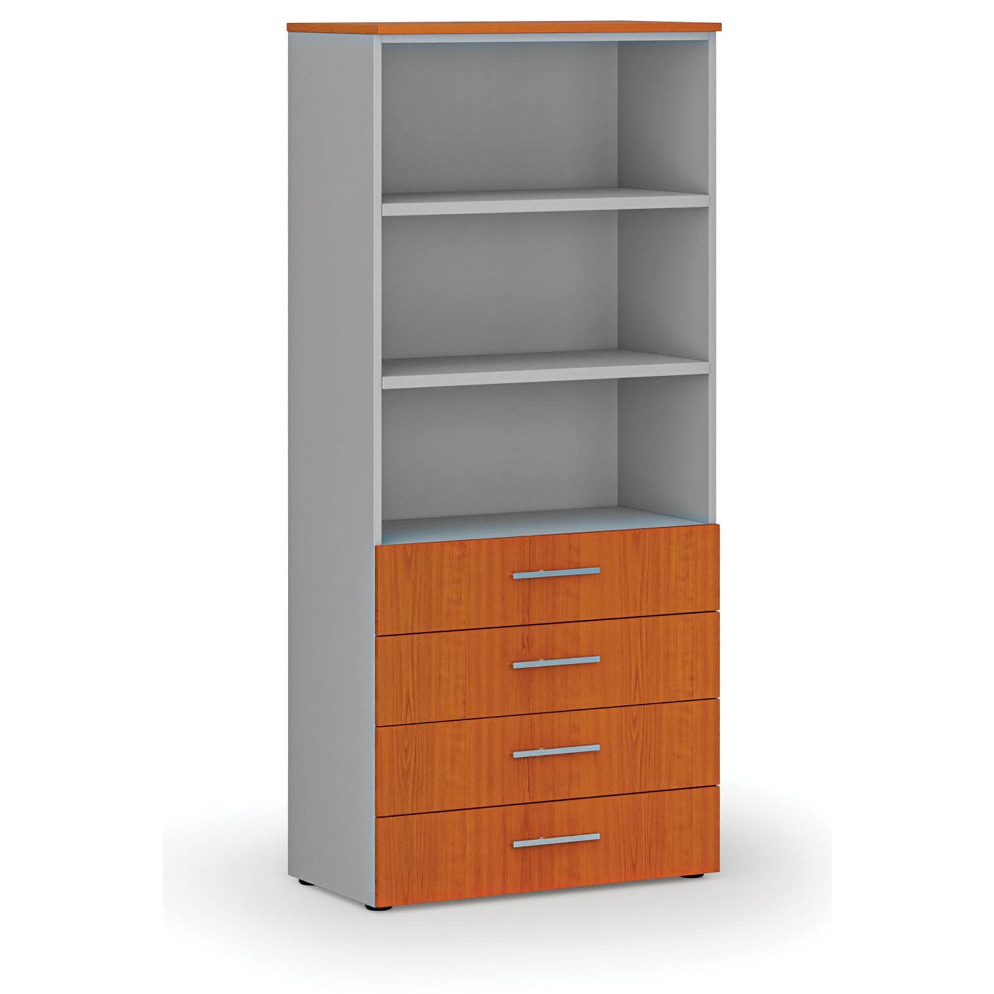 Büroschrank mit Schubladen PRIMO GRAY, 1781 x 800 x 420 mm, grau/Kirsche